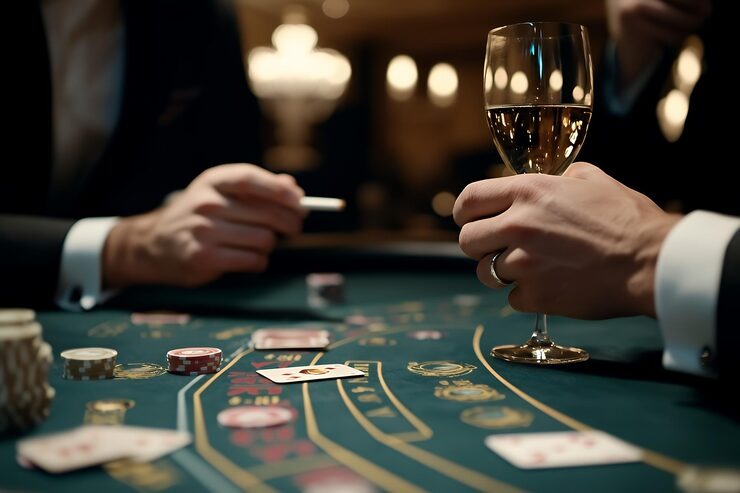 jayaqq Infinite Blackjack live-dealer studio with multi-camera feed and player seat interface